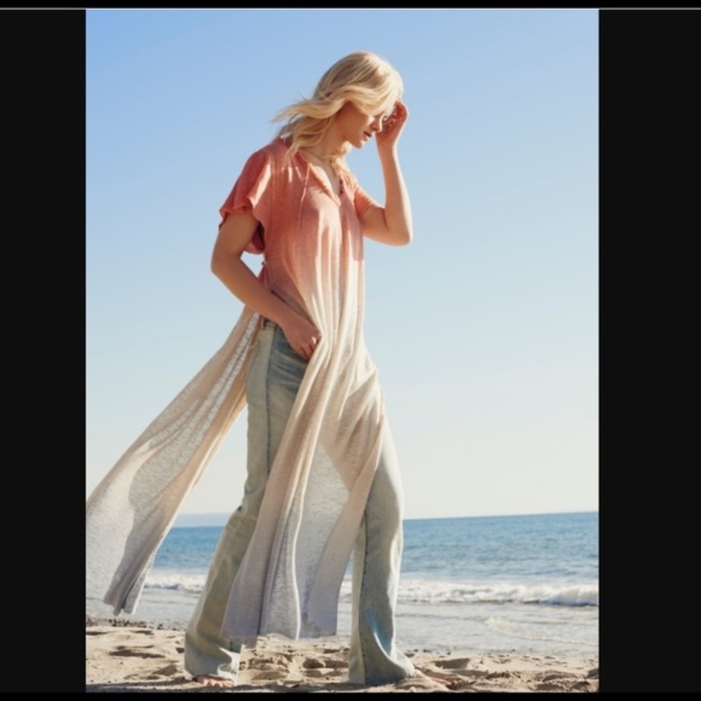 Free People Double Dip Boho Maxi Tunic Top Size M